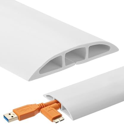 Bates- Floor Cord Cover, 6ft, Cable Cavity 0.6" (W) x 0.31" (H), Heavy Duty Wire Protector, PVC Extension Cords Hider, Protect Cords, Prevent Cable Trips, Cord Hider for Office, Home, Outdoor by BatesChoice