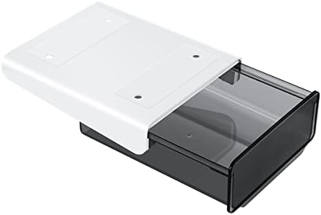 yuntop 1 Pcs Under Desk Drawer, Under Table Hidden Organizer, Plastic Self-adhesive Slide out Under Desk Storage Drawer for Office Dresser Home School Stationery Kitchen (Black) by yuntop