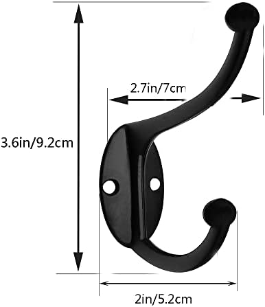 ZEYU 20Pcs Wall Hooks, Coat Hooks Hardware Heavy Duty Hooks for Hanging Coats Double No Rust Black Hook Wall Mounted with Screws for Key, Towel, Bags, Cup, Hat - Image 2