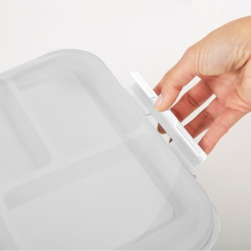 Simplify 5 Compartment Gift Supply Storage Box | 2 Tier Box | Red | Clear Top Lid | Dimensions: 9.5"x 9.5"x 4.5" | Snap Handle| Storage | Wrapping Accessories| White - Image 6