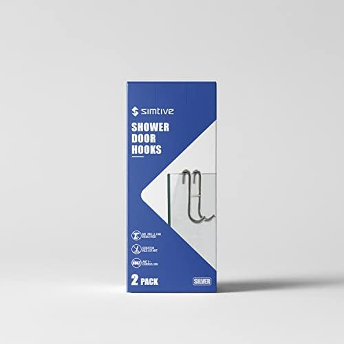 Simtive Shower Door Hooks (2-Pack), Towel Hooks for Bathroom Frameless Glass Door, Shower Squeegee Hooks, Silver - Image 6