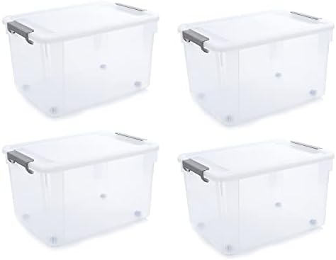 Citylife 4-Pack 58.1 QT Clear Plastic Storage Bins with Latching Lids by CITYLIFEHomeOrganization