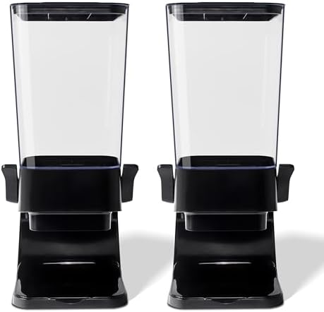Cereal Dispenser Countertop, 5L Kitchen Organization Cereal Containers Storage, Desktop Candy Dispenser Plastic Cereal Dispenser, Snack Containers Can Hold Granola, Dry Food, nut, Grain (Black, 2Pc) by FHJP