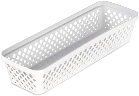Glad Plastic Storage Basket Set - Multipurpose Drawer Trays, Kitchen Pantry Containers, and Bathroom Bins - 6 Pack Narrow Organizers, White - Image 3