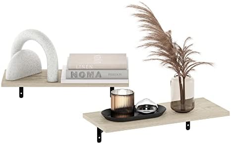 Furinno Rossi Set of 6 Floating Shelves for Wall, Metropolitan Pine - Image 5