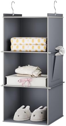 YOUDENOVA Hanging Closet Organizer and Storage for Clothes, 3-Shelf, Grey by YOUDENOVA