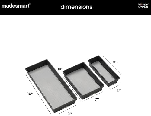 madesmart Classic 3 Bin Drawer Organizer Set, Granite - Image 6