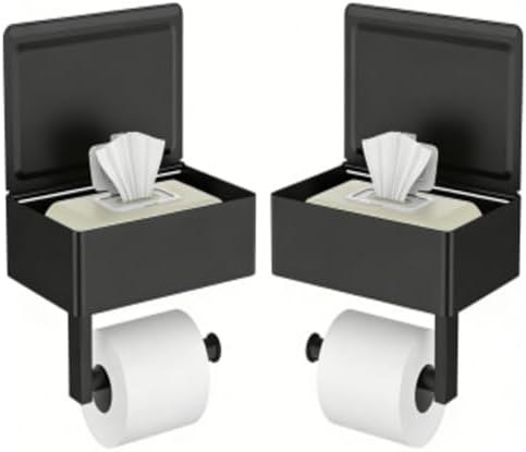 FORIOUS Toilet Paper Holder with Shelf, Wall-Mounted Modern Wipes Dispenser by FORIOUS