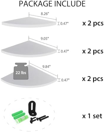HORLIMER 6 Pack Floating Corner Shelf Wall Mount for Bedroom(White) - Image 3