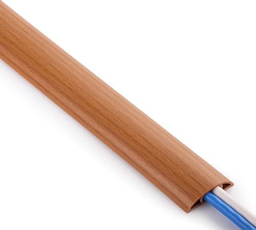 ZhiYo 10ft Floor Cord Cover, Cable Cavity 0.6" W x 0.3" H, Yellow Oak Wood by ZhiYo