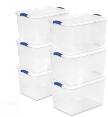 66 Qt Storage Bins 6-Pack, Clear Plastic Containers with Latching Lids by Unknown