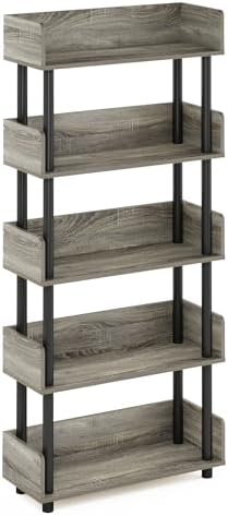 Furinno Turn-N-Tube 5-Tier Display Shelf, Open Frame, French Oak - Image 6