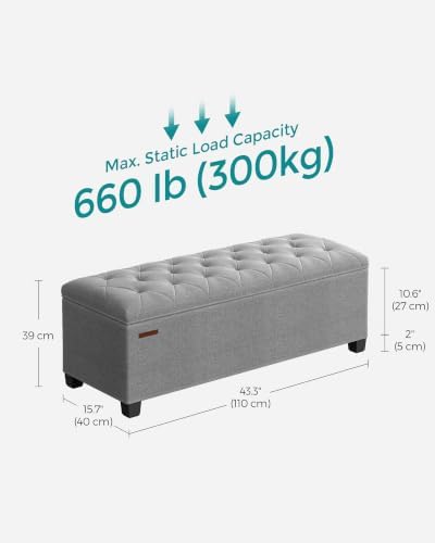 SONGMICS Storage Ottoman Bench, Foot Rest with Legs, Load up to 661.4 lb - Image 2