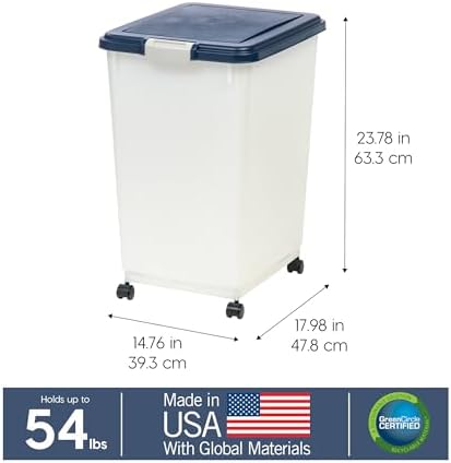 IRIS USA Dog Food Storage Container, Up to 54 lbs, Navy, Made in USA - Image 3