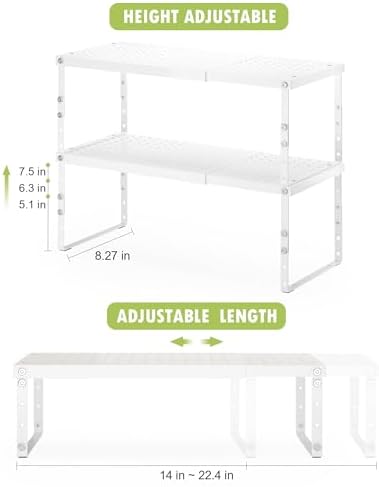 RUILALIFE Expandable Cabinet Organizer Shelf With Adjustable Height, Stackable Kitchen Countertop Organizer Rack, Adjustable Shelf Riser For Kitchen Counter, Pantry, Cupboard, Desk, Tabletop - Image 3