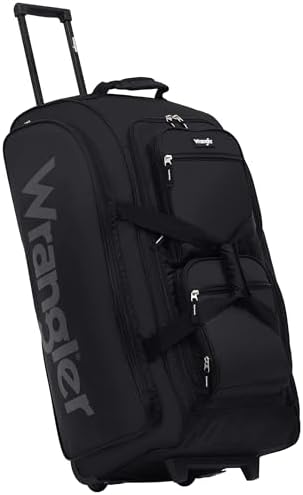 Wrangler Wesley Rolling Duffel Bag, Black, Large 30-Inch by Wrangler%C2%AE