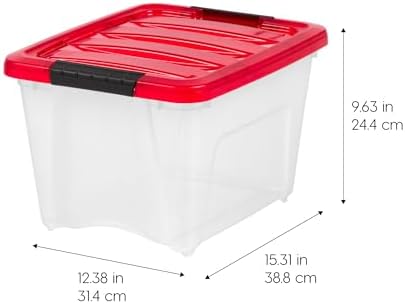 IRIS USA 4-Pack, 19 Qt. Holiday Storage Bin with Lids, Red - Image 2