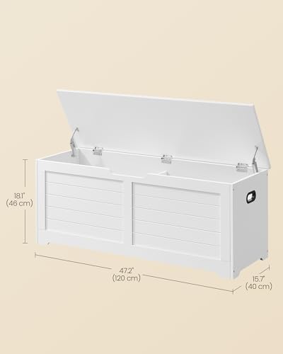 VASAGLE Storage Chest, 47.2 Inches Width Bench with 2 Safety Hinges - Image 3
