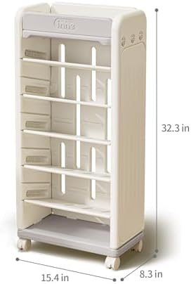 UNICOO® 7 Tier Book Cart | Mobile Bookshelf, Rolling Storage Cart & Mobile Organizer, Lightweight Book Carts with Wheels and Tiered Cart w/Shelving for Home, Office, & Classroom (Gray) - Image 2