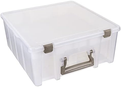 ArtBin 6899AZ Super Satchel Double Deep with Lift-Out Tray Storage Container, Portable Arts & Crafts Organizer with Removable Dividers, Clear by ArtBin