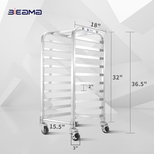 BIEAMA 10-Tier Sheet Pan Rack, NSF Aluminum Bun Pan Rack - Image 2