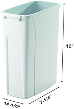 Knape & Vogt SBM9-1-20WH 8.38 in. W x 20 in. D x 17.31 in. H In Cabinet Pull-Out Bottom Mount 20qt Trash Can - Image 4