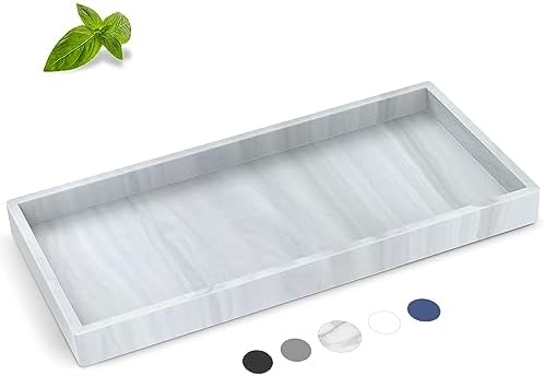 Silicone Bathroom Tray,Shatterproof Bathroom Vanity Tray,High-Grade Silicone Durable Rectangle Tray for Bathroom Trays for Counter Soap Dispenser Tray-Large 10.6 * 5.1 in by EG-SIPRO