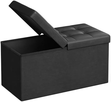 SONGMICS 30 Inches Folding Storage Ottoman Bench with Flipping Lid by SONGMICSbySONGMICSHOME