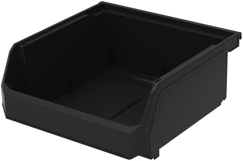 ReadySpace Medium-Wide Stackable Plastic Storage Bins, 4-Pack, Black - Image 6