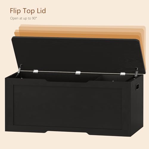 usikey 47.2" Large Storage Chest with Fabric Drawer, Toy Box with Safety Hinges, Extra Wide Storage Bench for Bedroom, Living Room, Entryway, Supports 300 lb - Image 5