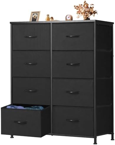 OLIXIS Black Dresser for Bedroom Tall, 8 Storage Fabric Drawers for Closet by OLIXIS