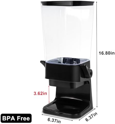 5L Cereal Dispenser Countertop with lids, Organization and Storage Containers for Kitchen and pantry, Rice Dispenser for food, Cereal, Beans, Nuts, Snack,Oatmeal, Dog Food, Bird Seed, Black, 1Pc - Image 4