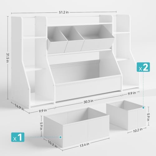 FOUCSSOMEI Kids Bookshelf and Toy Storage Organizer with Large Toy Box - Image 2