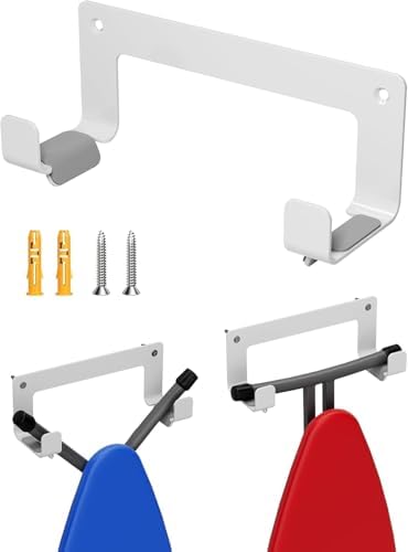 Ironing Board Hanger Wall Mount, Stainless Steel, White by MUSVOH