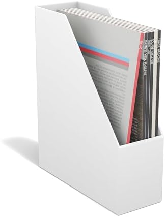 TRU RED Plastic Magazine File, White, Vertical Desktop Organizer by TRURED