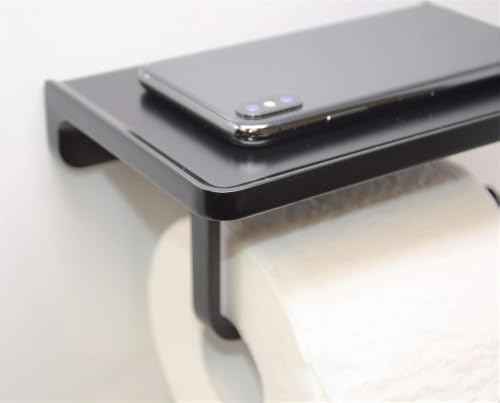 Linkaa Toilet Paper Holder with Phone Shelf,Black Toilet Tissue Dispenser - Image 3