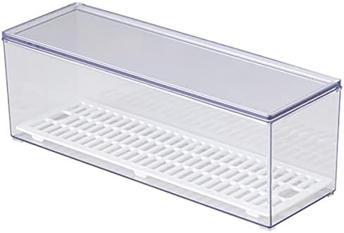 Large Transparent Flatware Tray Kitchen Drawer Organizer With Lid and Drainer - Plastic Kitchen Cutlery Tray and Utensil Storage Container with Cover - Dust-proof Dinnerware Holder by AIYoo