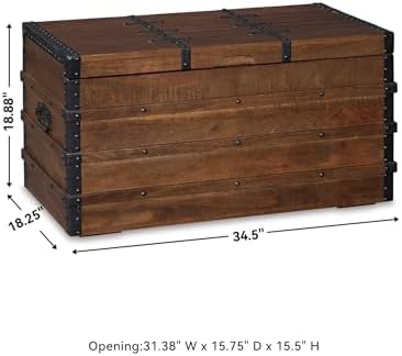Signature Design by Ashley Storage Trunk Coffee Table, Brown, Kettleby - Image 3