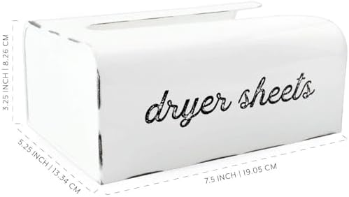 AuldHome Design Dryer Sheet Dispenser (White); Rustic Distressed Style Fabric Softener Sheet Holder for Laundry Room - Image 6