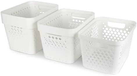 Glad Plastic Storage Basket Set, Value Pack of 6 | Open Storage Bins for Shelves, Bathroom, Pantry, Closet | Nesting Organizer Boxes with Handles, 4 Gallon, White - Image 6