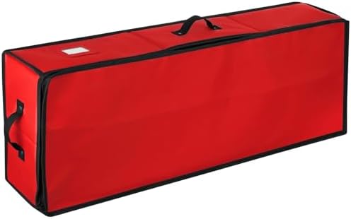 Hearth & Harbor Wrapping Paper Storage Container - Christmas Storage Bag with Interior Pockets - Gift Wrap Organizer Fits Up to 22 Rolls of 40" - Tear Proof, Red - Image 7