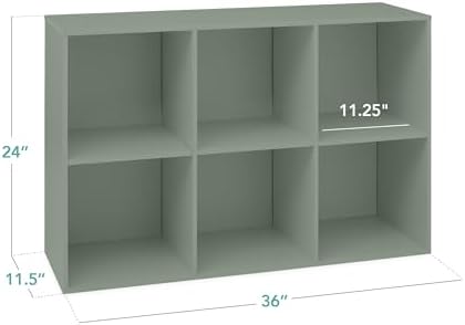 Best Choice Products Kids Bookcase 6-Cube Storage Organizer, 11in Shelf Opening, Bookshelf, Toy Storage, Customizable w/ 3 Removable Back Panels – Sage - Image 2