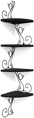 Alsonerbay 4-Tier Cat Shaped Corner Floating Shelf Wall Mount, Black by Alsonerbay