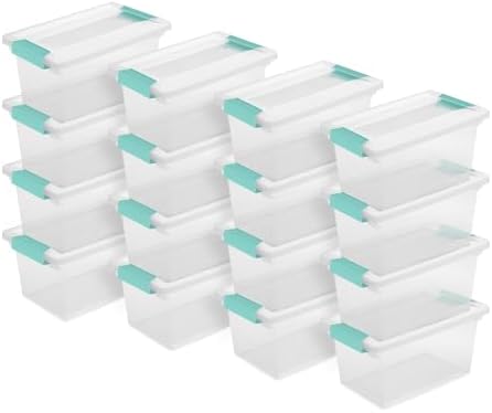 Sterilite Clip Box, Stackable Clear Plastic Bins - Medium, 16-Pack by Sterilite