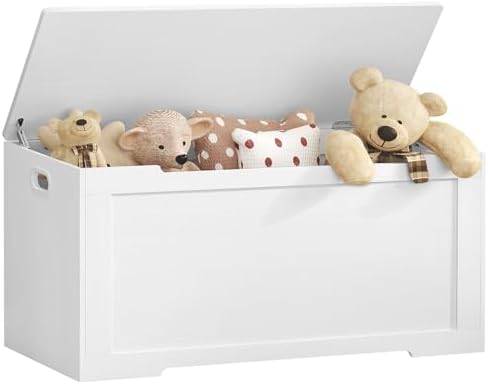 usikey 39.4” Toy Chest, Toy Box for Living Room, Storage Chest with 2 Safety Hinges, Lift Top Storage Bench, Storage Trunk, for Bedroom, Entryway, White by USIKEY