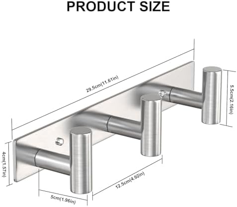 VAEHOLD Silvery Hat and Coat Wall Mount Rack - 3 Hooks for Robes, Bags, Keys, and Towels - Bathroom Towel Hanger Organizer (1 Pack) - Image 4