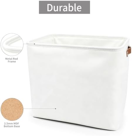 Bagnizer Large Fabric Storage Baskets | 50L Storage Bins, Decorative Linen Closet Baskets with Handles for Organizing, Shelf, Toys, Clothes, Home, Office, Nursery, 17x12x15Inches (White) - Image 5