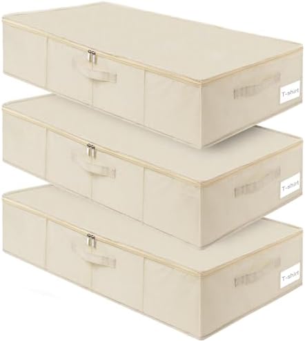 punemi Sturdy Under Bed Wedding Dress Storage Box, 3Pack, Beige by Punemi