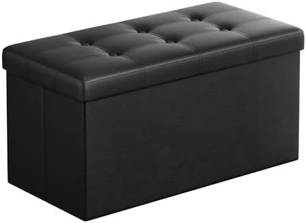 SONGMICS Storage Ottoman Bench, 30 Inches Folding Foot Rest Stool by SONGMICSbySONGMICSHOME