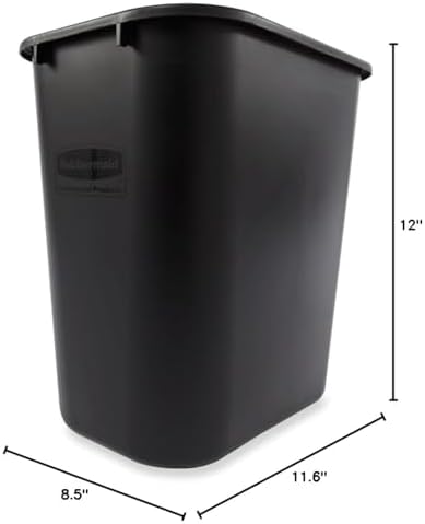 Rubbermaid Commercial Products Deskside Wastebasket/Trash Can, 3.25-Gallon/13-Quart, Black, Small, for Bedroom/Bathroom/Office, Fits Under Desk/Sink/Cabinet - Image 3